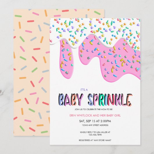 Invitation Cartons d'invitation pour Baby Sprinkle (Devant / Derrière)
