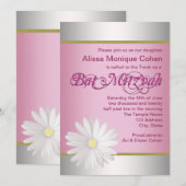 Invitation Cartons d'invitation pour Bat Mitzvah Fleur Margue (Devant / Derrière)