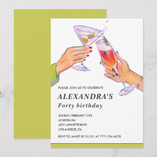 Invitation Cartons d'invitation pour fête Cocktail Fun 40 ans