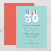 Invitation Cartons d'invitation pour fête d'anniversaire 50 b (Devant / Derrière)