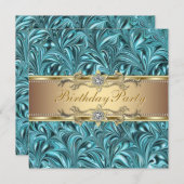 Invitation Cartons d'invitation pour fête d'anniversaire bleu (Devant / Derrière)