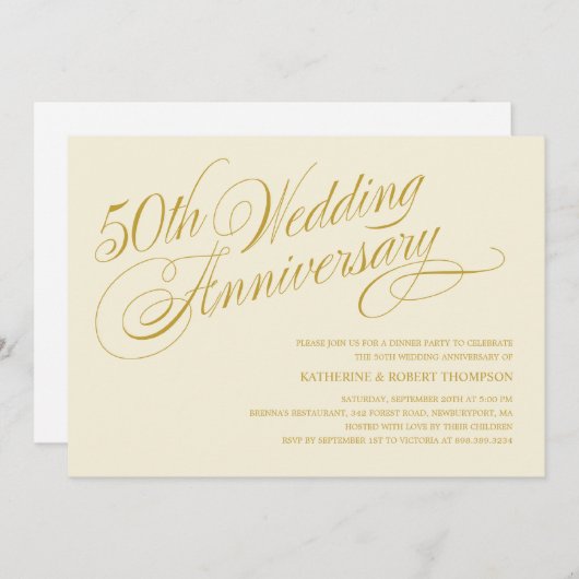 Invitation Cartons d'invitation pour fête de 50e anniversaire (Devant / Derrière)