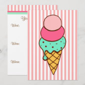 Invitation Cartons d'invitation pour fête de cônes de glace (Devant / Derrière)