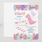 Invitation Cartons d'invitation pour fête de dinosaures  (Devant / Derrière)