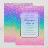 Invitation Cartons d'invitation pour fête pailletée de couleu (Devant / Derrière)