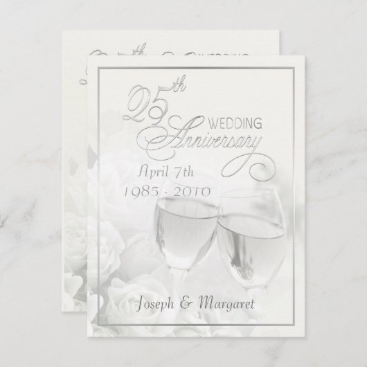 Invitation Cartons d'invitation pour la 25e fête d'anniversai (Devant / Derrière)