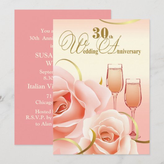Invitation Cartons d'invitation pour la 30e fête d'anniversai (Devant / Derrière)