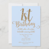 Invitation Cartons d'invitation pour la fête Bleue & Dorée po (Devant)