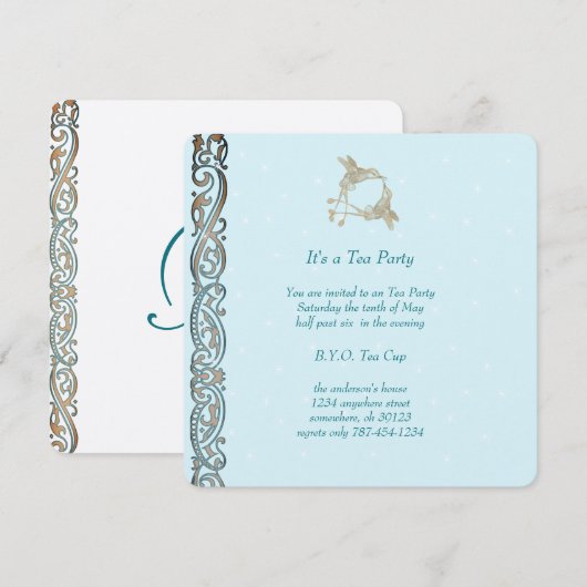 Invitation Cartons d'invitation pour la fête du thé sur le th (Devant / Derrière)