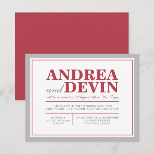 Invitation Cartons d'invitation pour la réception de mariage (Devant / Derrière)