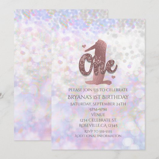 Invitation Cartons d'invitation pour le 1er anniversaire Irid (Devant / Derrière)