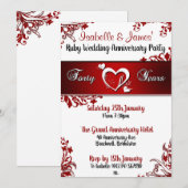 Invitation Cartons d'invitation pour le 40e anniversaire de m (Devant / Derrière)