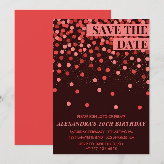 Invitation Cartons d'invitation pour les 10 ans Enregistrez l (Devant / Derrière)