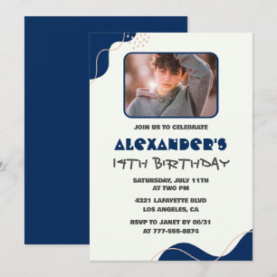 Invitation Cartons d'invitation pour les 14 ans Garçon Navy S