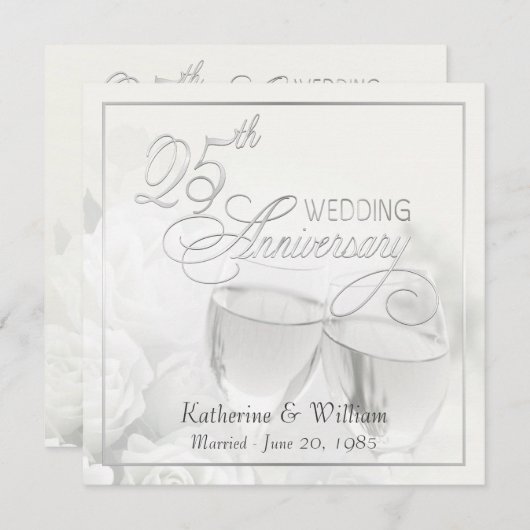 Invitation Cartons d'invitation pour les 25 ans de mariage - (Devant / Derrière)