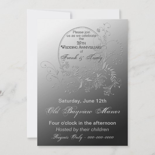 Invitation Cartons d'invitation pour les 25 ans de mariage (Dos)