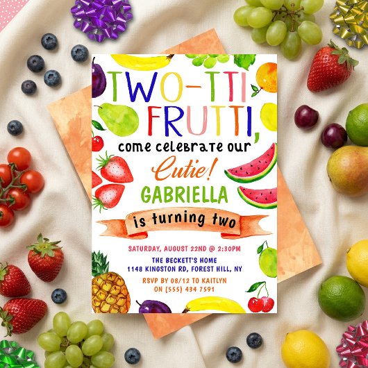 Invitation Cartons d'invitation pour les 2 ans Two-tti Frutti