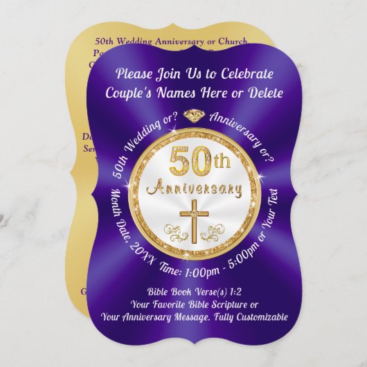 Invitation Cartons d'invitation pour les 50 ans de CHRISTIAN (Devant / Derrière)