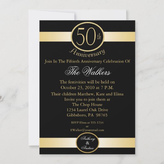 Invitation Cartons d'invitation pour les 50 ans de mariage (Devant)