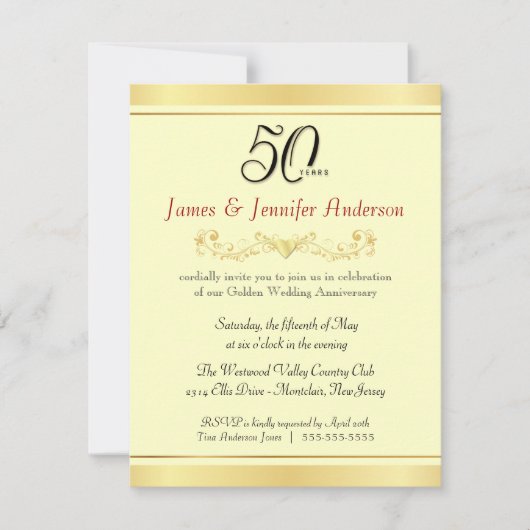 Invitation Cartons d'invitation pour les 50 ans de mariage (Devant)