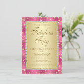 Invitation Cartons d'invitation pour les 50 ans en Magenta Or (Debout devant)