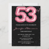 Invitation Cartons d'invitation pour les 53 ans Black Pink Ba (Devant)