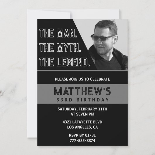 Invitation Cartons d'invitation pour les 53 ans Black The Man (Devant)