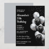 Invitation Cartons d'invitation pour les 57 ans Black Silver (Devant / Derrière)