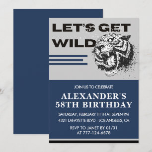 Invitation Cartons d'invitation pour les 58 ans Hommes Tigre