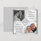 Invitation Cartons d'invitation pour les 60 ans de mariage de (Devant / Derrière)