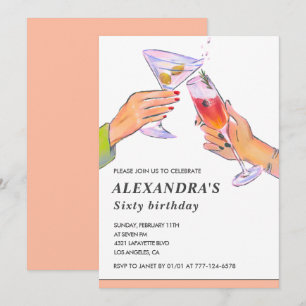 Invitation Cartons d'invitation pour les 60 ans Fête Cocktail