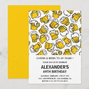 Invitation Cartons d'invitation pour les 69 ans Cheers and Be