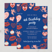Invitation Cartons d'invitation pour les 6 ans Cœurs mignons (Devant / Derrière)