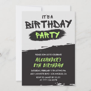 Invitation Cartons d'invitation pour les 8 ans garçon graffit