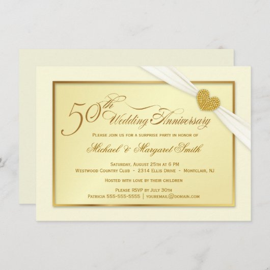 Invitation Cartons d'invitation pour noces d'or - 50 ans de m (Devant / Derrière)