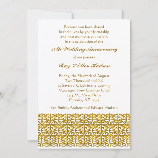 Invitation Cartons d'invitation pour noces d'or avec garnitur (Devant)
