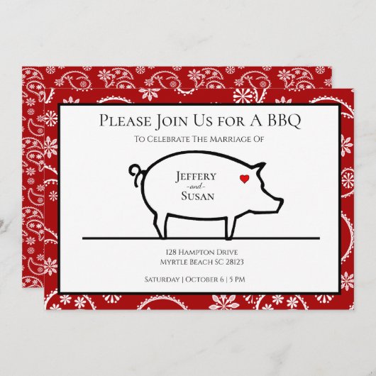 Invitation Cartons d'invitation pour réception BBQ (Devant / Derrière)