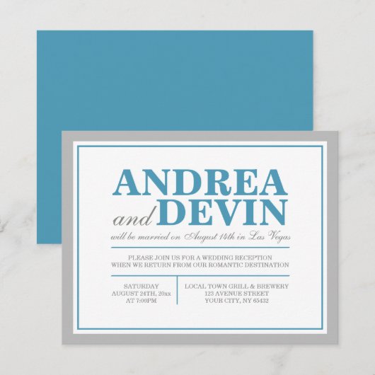 Invitation Cartons d'invitation pour réception de mariage Gra (Devant / Derrière)