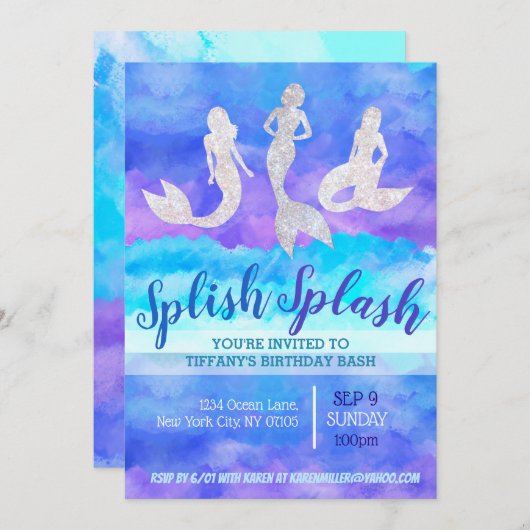 Invitation Cartons d'invitation pour sirène adulte (Devant / Derrière)