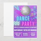 Invitation Cartons d'invitation pour soirée dansante néon (Devant / Derrière)
