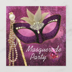 Invitation Cartons d'invitation pour Soirée de Mascarade Rose
