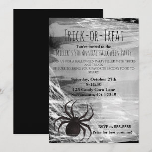 Invitation Cartons d'invitation pour soirée Halloween Toile d