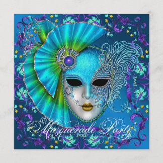 Invitation Cartons d'invitation pour soirée masquée bleu sarc