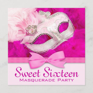 Invitation Cartons d'invitation pour soirée masquée rose vif