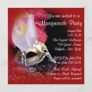 Invitation Cartons d'invitation pour soirée masquée rouge et