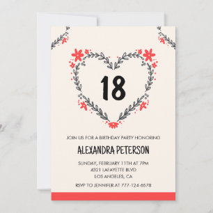 Invitation Cartons d'invitation pour son 18ème anniversaire f