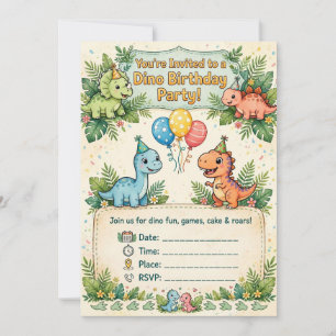 Invitation Cartons d'invitation pour une fête de dinosaures