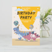 Invitation Cartons d'invitation pour une fête de dinosaures f (Debout devant)