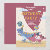 Invitation Cartons d'invitation pour une fête de dinosaures g (Devant / Derrière)
