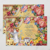 Invitation Cartons d'invitation pour une fête du thé charmant (Devant / Derrière)